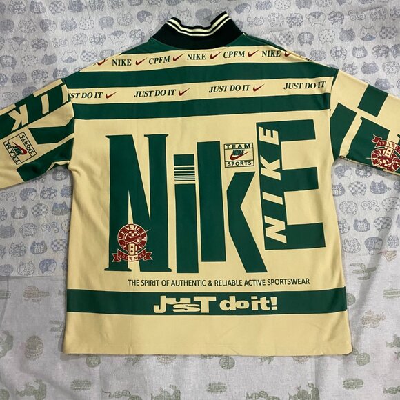 Nike Unisex Longsleeve Cream and Green Polos - Picture 7 of 8